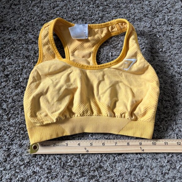 Gymshark Yellow Sports Bra S Seamless Lightweight Stretchy Womens Activewear - Picture 6 of 6